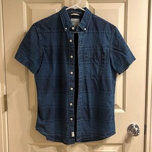American Eagle Striped Short-Sleeve Button Up Shirt